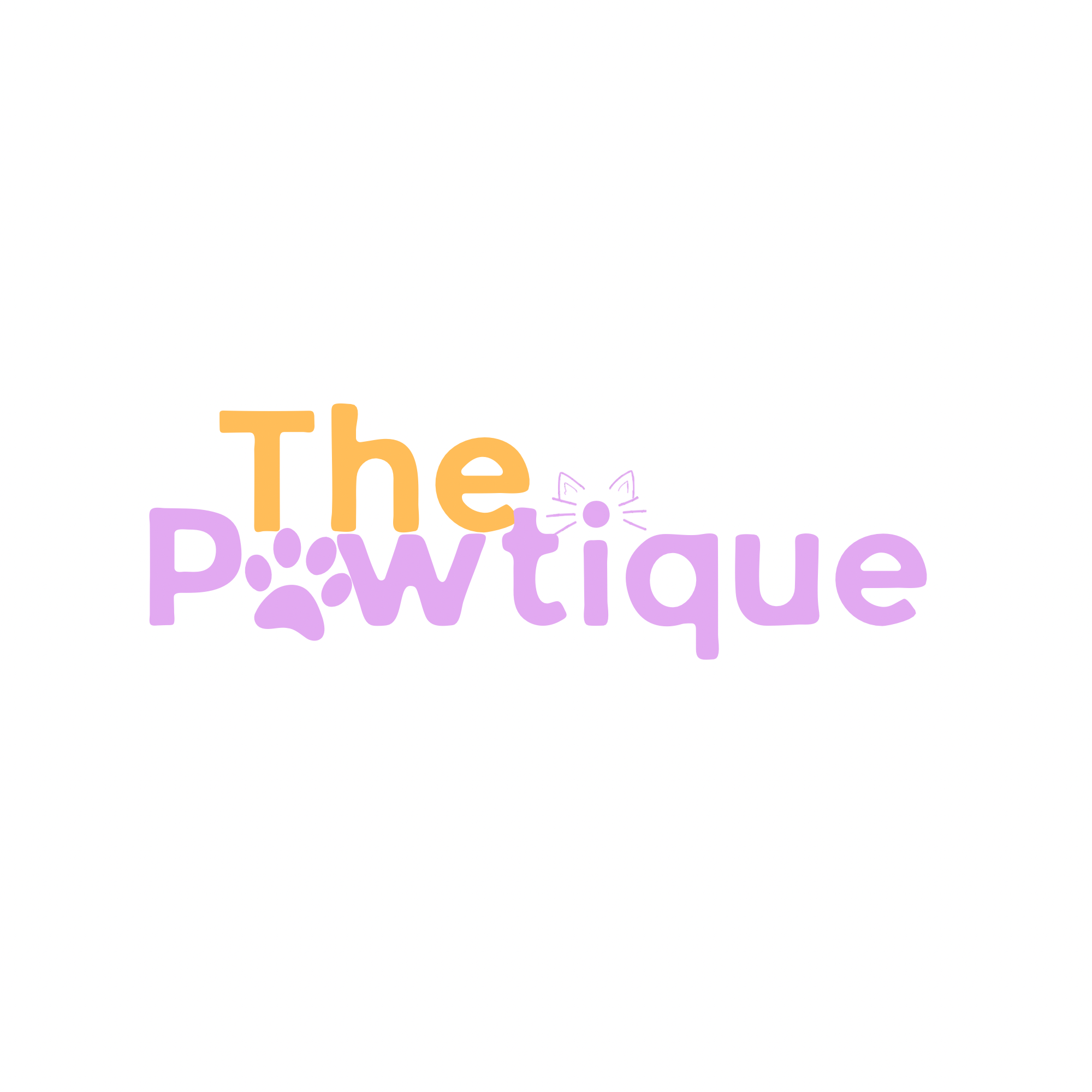 Logo of 'The Pawtique' with a paw print design on a white background
